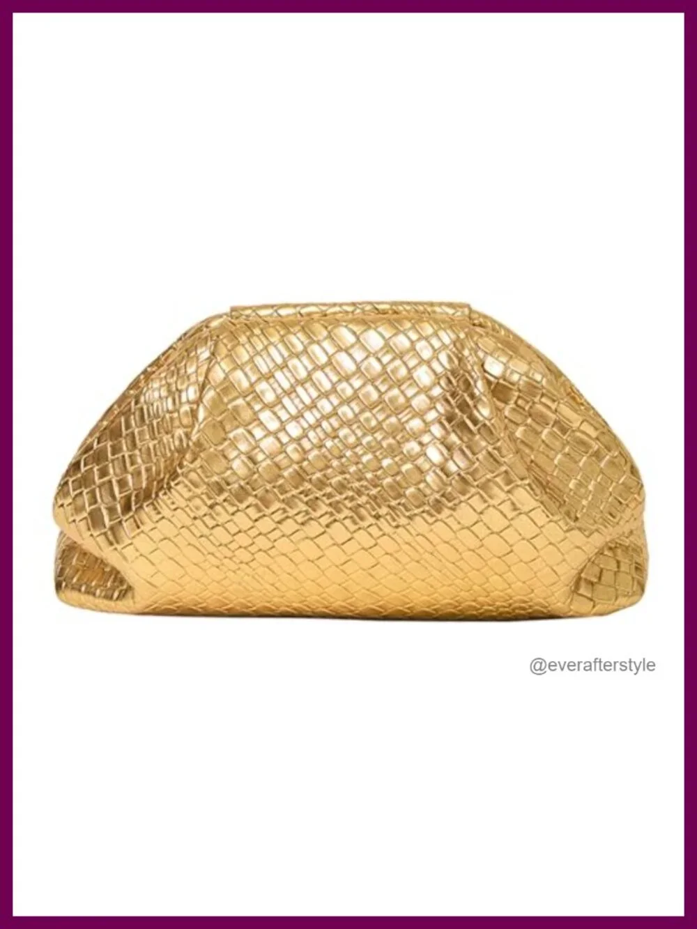 Woven Vegan Leather Clutch Purse Ruched Dumpling Evening Handbag